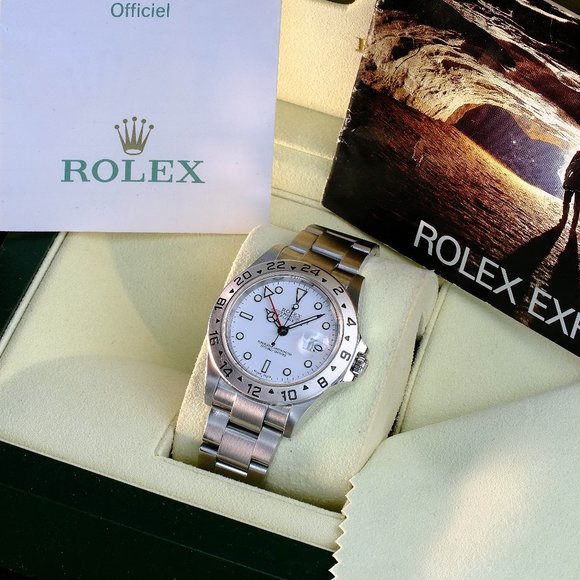 MEN'S ROLEX SS EXPLORER II WHITE DIAL 40MM WATCH W/ ORIGINAL BOX & PAPERS-16570 - Picture 1 of 11